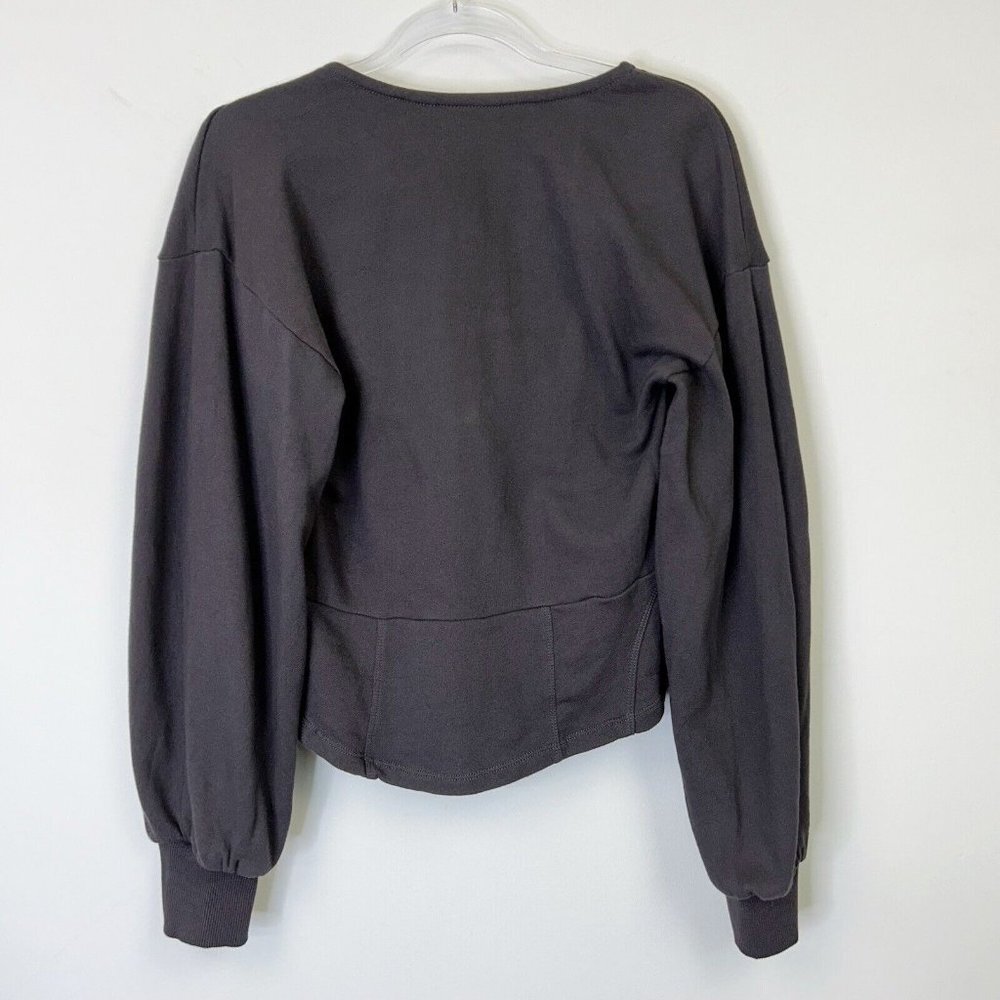 Anthropologie Maeve Puff Sleeve Sweatshirt Womens Size Large Gray - Picture 6 of 10
